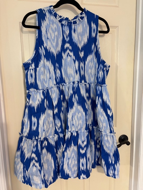 crown & ivy Dresses & Skirts - crown & ivy Blue and White Ikat Tiered Sundress